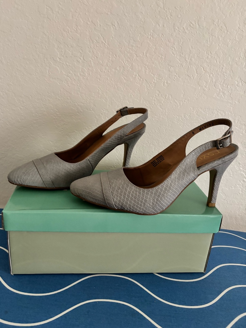 RSVP Light Gray Slingback Pointed-Toe Heels